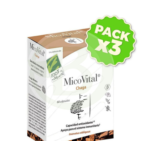 Pack 3x Micovital Chaga 60 Cápsulas 100% Natural