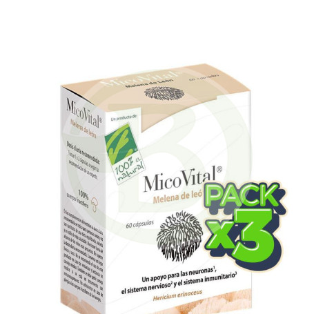 Pack 3x Micovital Melena De León 60 Cápsulas 100% Natural