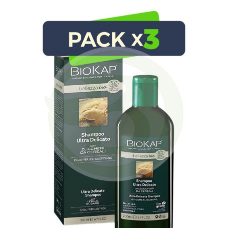 Pack 3x Champu Bio Ultra Mild (Ultra Delic) Cosmos Ecocert 200Ml Biokap