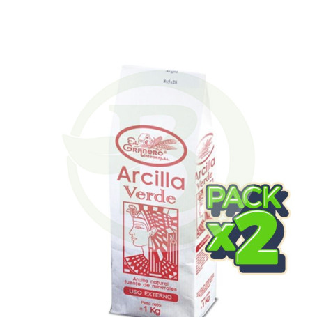 Pack 2x Arcilla Verde Bolsa 1Kg. El Granero