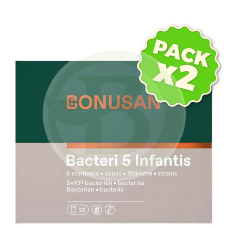 Pack 2x Bacteri 5 Infantis 28 Sobres Bonusan