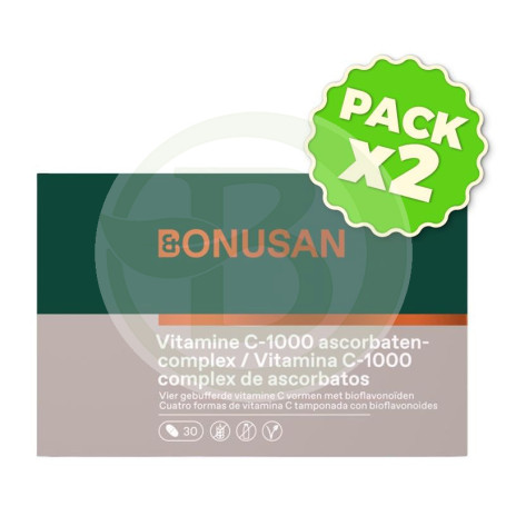 Pack 2x Vitamina C-1000 Complejo Ascorbatos 30 Comprimidos Bonusan