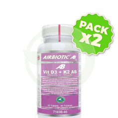 Pack 2x Vit D3 + K2 (5.000 Ui D3 + 100 Μg K2) 60 Tabletas Airbiotic