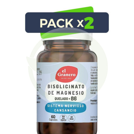 Pack 2x Bisglicinato De Magnesio + B6 60Capsulas Granero