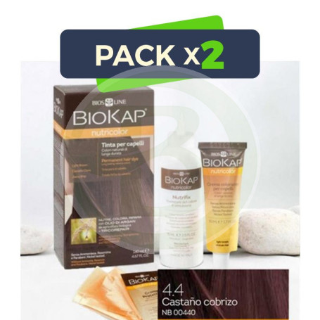 Pack 2x Tinte Nutricolor 4.4 Castaño Cobrizo 140Ml. Biokap