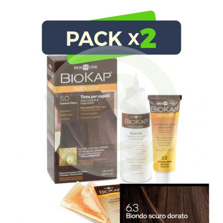 Pack 2x Tinte Nutricolor 6.3 Rubio Dorado Oscuro 140Ml. Biokap