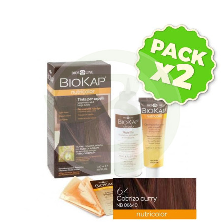 Pack 2x Tinte Nutricolor 6.40 Cobrizo Curry 140Ml. Biokap