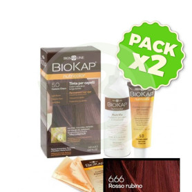 Pack 2x Tinte Nutricolor 6.66 Rojo Rubí 140Ml. Biokap