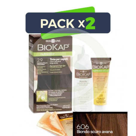 Pack 2x Tinte Nutricolor Delicato 6.06 Rubio Oscuro Habana 140Ml. Biokap