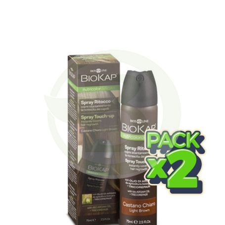 Pack 2x Spray Touch-Up Castaño Claro 75Ml. Biokap