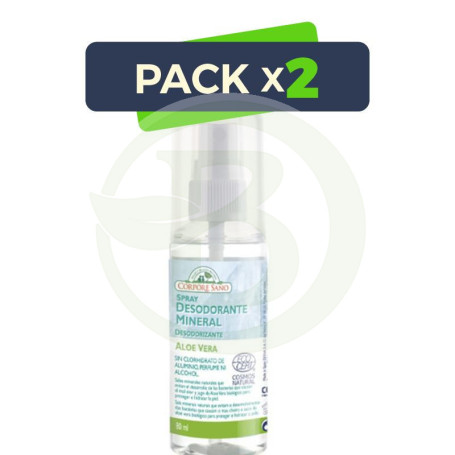 Pack 2x Desodorante Mineral con Aloe Spray 80Ml Corpore Sano