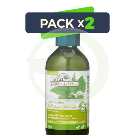Pack 2x Champú Cabellos Grasos Ortiga y Hamamelis 300Ml Corpore Sano