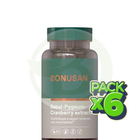 Pack 6x Sabal, Pygeum, Cranberry 60 Cápsulas Bonusan