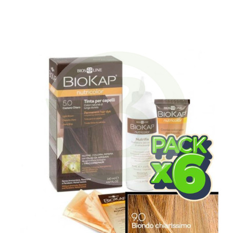 Pack 6x Tinte Nutricolor 9 Rubio Muy Claro 140Ml. Biokap