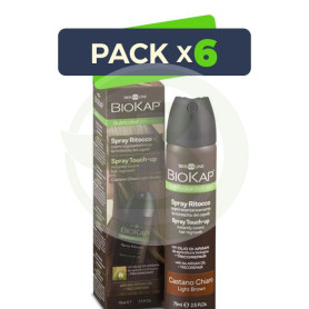 Pack 6x Spray Touch-Up Castaño Claro 75Ml. Biokap