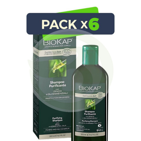 Pack 6x Champu Bio Purifying (Purificante) Cosmos Ecocert 200Ml Biokap