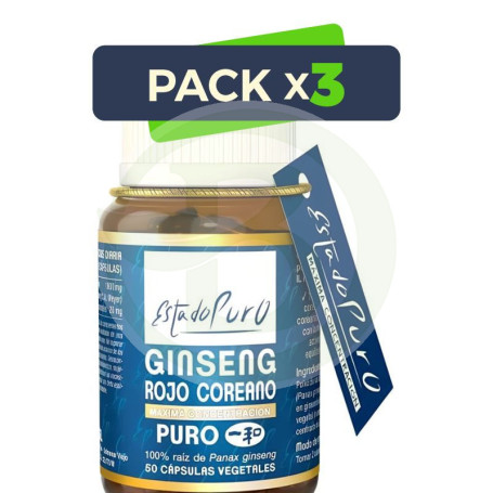 Pack 3x Ginseng Rojo Coreano 50 Cápsulas Estado Puro