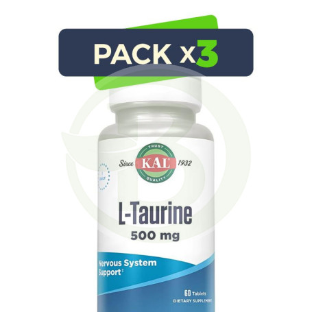 Pack 3x L-Taurine 500Mg 60 Comprimidos Kal