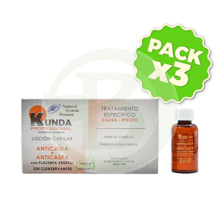 Pack 3x Locion Anticaida+Anticaspa 4X25 Ml Natural System Woman