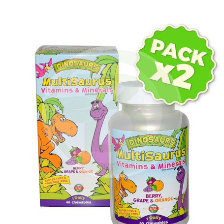 Pack 2x Multisaurus 60 Dinosaurios Masticables Kal