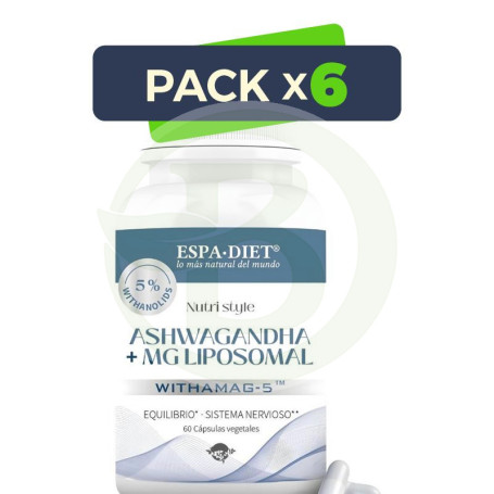 Pack 6x Ashwagandha + Mg Liposomal 60 Cápsulas Espadiet