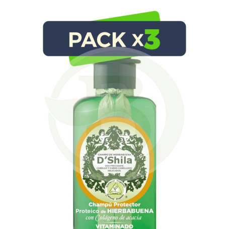Pack 3x Champú Proteico De Hierbabuena 300Ml. Shila