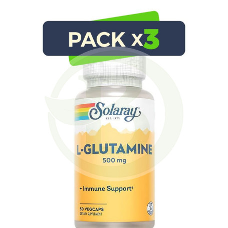 Pack 3x L-Glutamine 500Mg. 50 Cápsulas Solaray