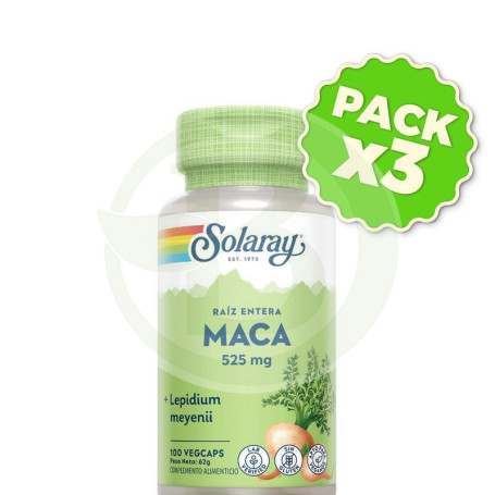 Pack 3x Maca 525Mg. 100 Cápsulas Solaray