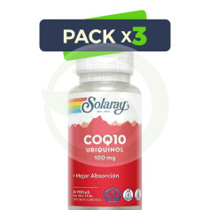 Pack 3x UBIQUINOL COQ-10 100Mg. 30 PERLE SOLARAY