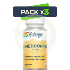 Pack 3x L-Methionine 500Mg. 30 Cápsulas Solaray