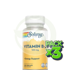 Pack 3x Vitamina B2 100Mg. 100 Cápsulas Solaray
