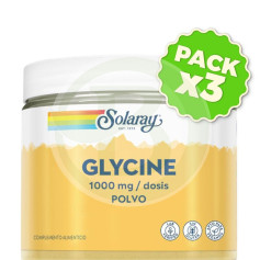 Pack 3x Glycine en Polvo 1000Mg 400G Solaray