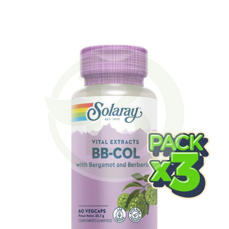 Pack 3x Bb-Col (Bergamota y Berberina) 60 Cápsulas Solaray