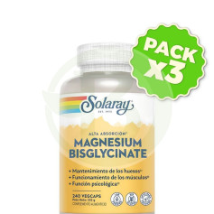 Pack 3x Magnesio Bisglycinate 240 Capsule Vegetali Solaray