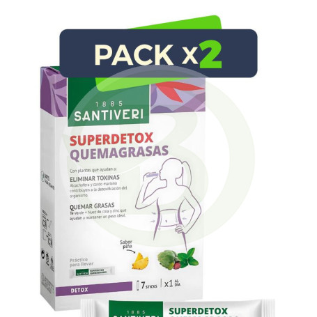 Pack 2x Superdetox Quemagrasas 7 Sticks Santiveri