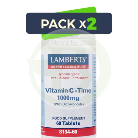 Pack 2x Vitamina C 1000Mg. 60 Tabletas con Bioflavonoides Lamberts