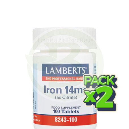 Pack 2x Hierro 14Mg. Lamberts