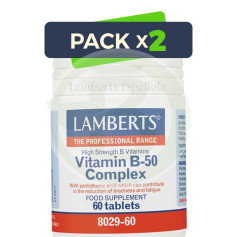 Pack 2x Complesso di Vitamine B-50 60 Tavolette Lamberts