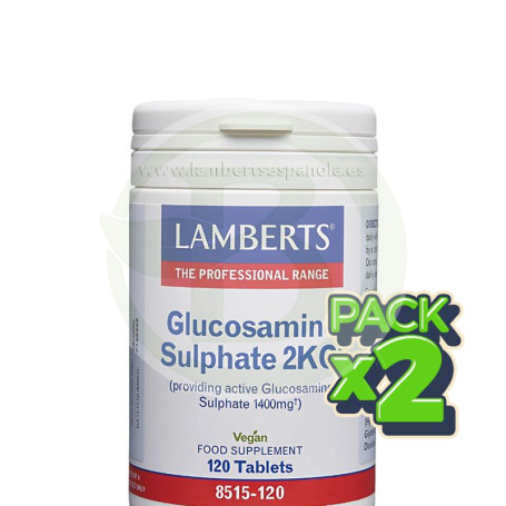 Pack 2x Sulfato De Glucosamina 2Kcl 120 Comprimidos Lamberts