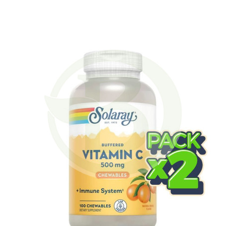 Pack 2x Vitamina C 500Mg. 100 Comprimidos Masticables Solaray