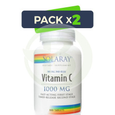 Pack 2x Vitamina C 1.000Mg. 100 Compresse Solaray
