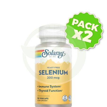 Pack 2x Selenium Sin Levaduras 200Mcg. 90 Cápsulas Solaray