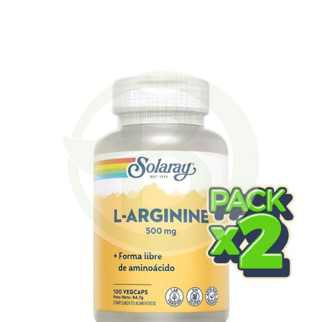 Pack 2x L-Arginine 500Mg. 10 Cápsulas Solaray