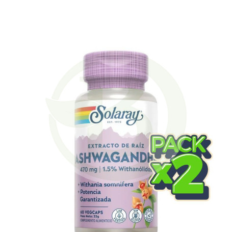 Pack 2x Ashwagandha 470Mg. 60 Cápsulas Solaray