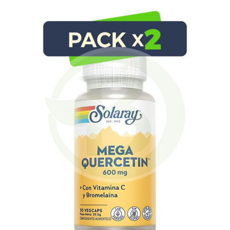 Pack 2x Mega Quercitin 600Mg. 30 Cápsulas Vegetales Solaray