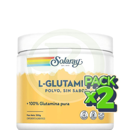Pack 2x L-Glutamine Polvo 300Gr. Sabor Neutro Solaray