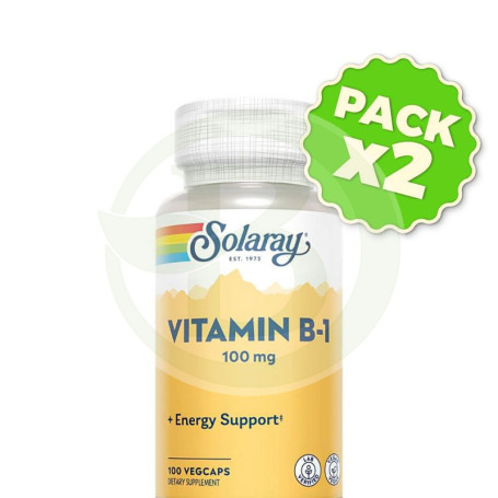 Pack 2x Vitamina B1 100Mg 100 Cápsulas Vegetales Solaray