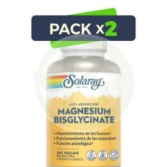Pack 2x Magnesio Bisglycinate 240 Capsule Vegetali Solaray