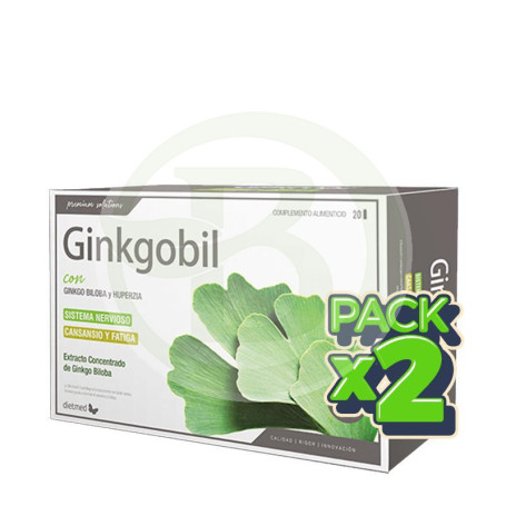 Pack 2x Ginkgobil Ginkgo Biloba 20 Ampollas 10Ml. Dietmed