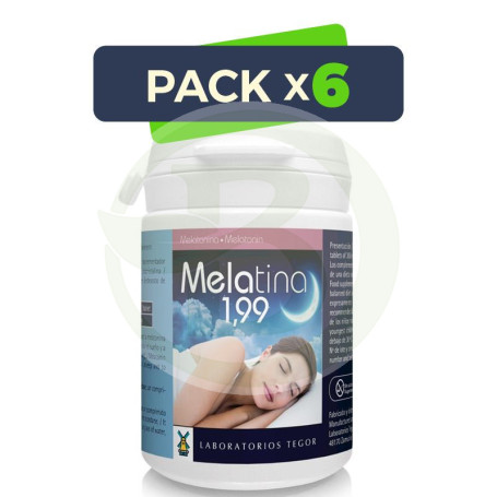 Pack 6x Melatina 1.99Gr. 60 Comprimidos Tegor